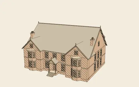 A house by its style’s rules: the model drawn as an engraving