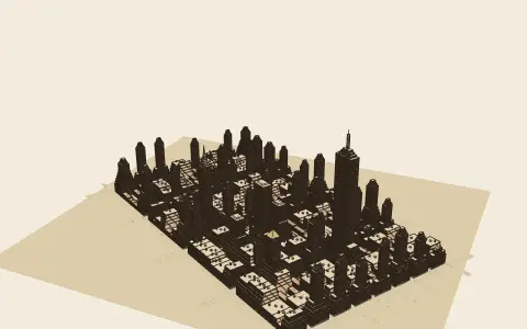 A Manhattan setback district: the town's model seen from above, drawn as an engraving
