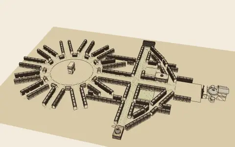 Haussmann’s Paris: the town's model seen from above, drawn as an engraving