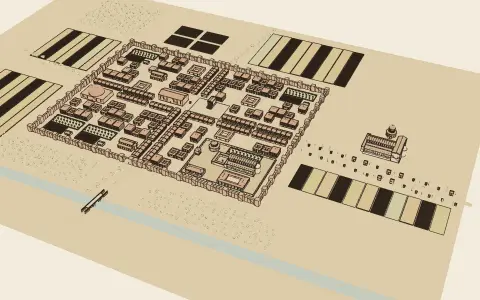 A late-antique bishop’s city: the town's model seen from above, drawn as an engraving