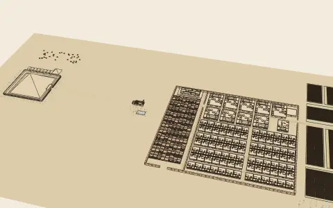 Kahun, a pyramid town: the town's model seen from above, drawn as an engraving