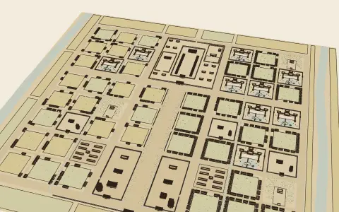 Heian-kyō, the capital of peace: the town's model seen from above, drawn as an engraving