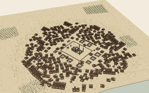 The Süleymaniye quarter, Istanbul: the town's model seen from above, drawn as an engraving