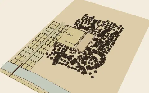 Isfahan: the Maidan and the Chahar Bagh: the town's model seen from above, drawn as an engraving