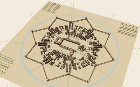 Sforzinda, an ideal city: the town's model seen from above, drawn as an engraving